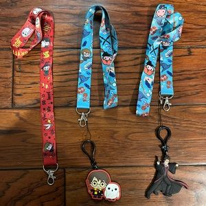 Three Harry Potter Lanyards with add ons